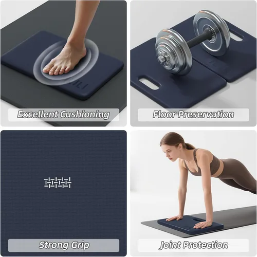 Vista 6 de ILILI Rodillera de yoga plegable, almohadilla suave de TPE de 24 x 17 x 0.5 pulgadas (tamaño plegable 17 x 12 x 1 pulgadas) para flexiones