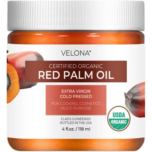 Vista 7 de velona Aceite de palma roja orgánico certificado por la USDA, 2 onzas líquidas, grado alimenticio y cosmético, en frasco, virgen extra, prensado