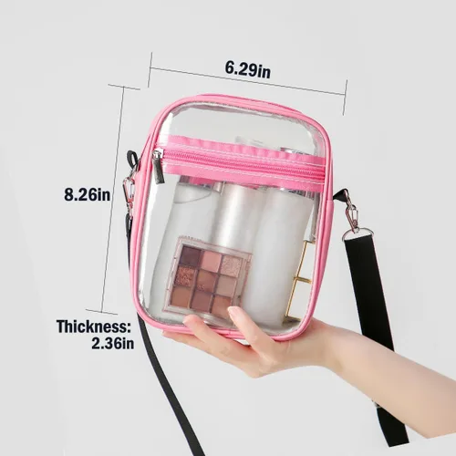 Vista 4 de Bolso cruzado transparente, aprobado por el estadio, bolso mensajero transparente para hombres y mujeres