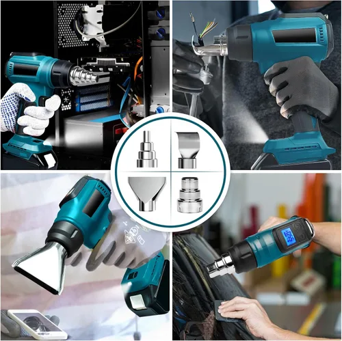 Vista 7 de Pistola de calor inalámbrica para batería Makita de 18V, pistola de aire caliente de soldadura de 350W con calentamiento rápido de 122℉-1022℉