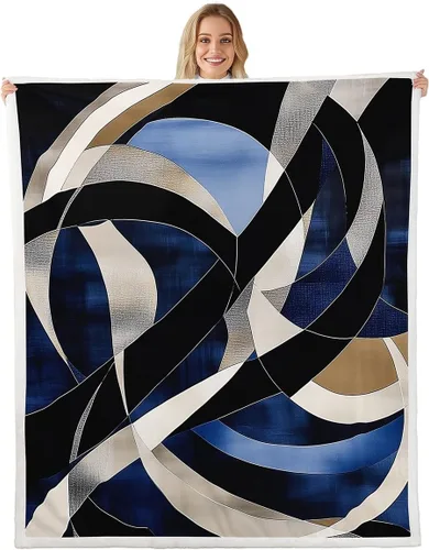Vista 24 de Erosebridal Black Blue Triangles Square Fleece Throw Blanket 40"x50" - Ultra-Soft for Couch Sofa Bed,3D Geometric Pattern Sherpa Blanket,Abstract