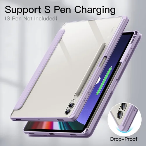 Vista 4 de JETech Funda para Samsung Galaxy Tab S10 Plus/Tab S9 Plus de 12.4 pulgadas con soporte para S Pen, parte trasera de policarbonato transparente