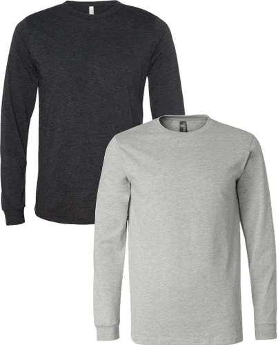 Vista 119 de Canvas Filmore 3501 - Camiseta de 4.2 onzas para hombre manga larga (1) Ceniza + (1) Jaspeado atlético