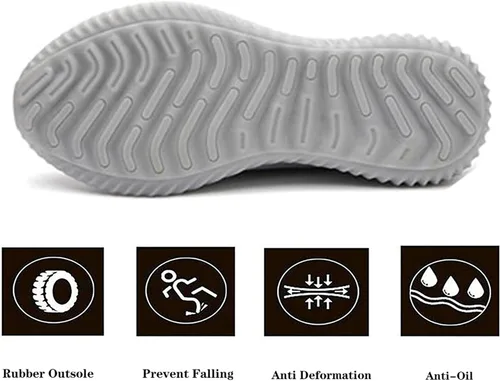 Vista 4 de Drecage Zapatos de seguridad con punta de acero para mujeres y hombres, zapatos de trabajo industriales y de construcción, a prueba de pinchazos