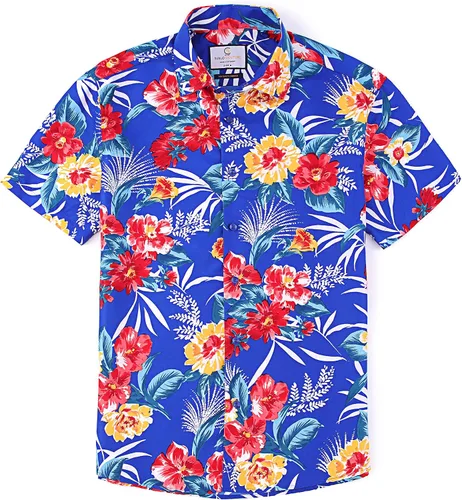 Vista 2 de Suslo Couture Botones hawaianos ajustados sin arrugas para hombre