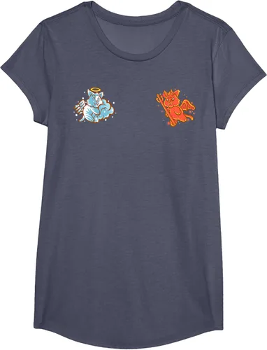 Vista 14 de Camiseta de gato ángel y diablo sentado en tu hombro Nerd Kitten, Negro