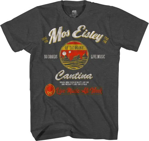 Vista 2 de STAR WARS Mos Eisley Cantina Tatooine Camiseta Gráfica para Hombre Adulto Negro