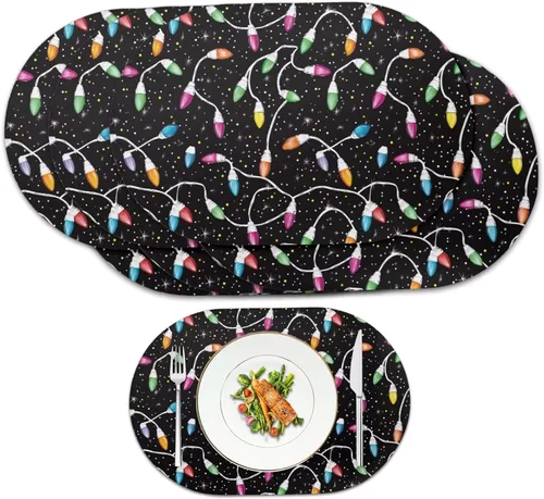 Vista 58 de Autumn Placemats Set of 2 Waterproof Wipeable 12X18 Inch Faux Leather Non Slip Heat Resistant Mats for Thanksgiving Dinner Outdoor Decor