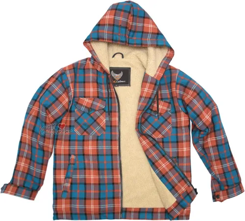 Vista 3 de Lumberjack Sherpa - Chaqueta con capucha con forro de lana y 4 bolsillos, camisa de trabajo para hombre, chaqueta con capucha para hombre