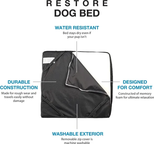 Vista 3 de Blue-9 Pet Products Restore - Cama para perro, duradera, resistente al agua y lavable, diseño cuadrado de 24 pulgadas