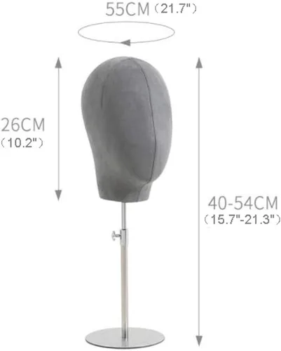 Vista 2 de Soporte de exhibición de joyas para hombres y mujeres, cabeza de maniquí de franela de altura ajustable, modelo de peluca, sombrero de maniquí