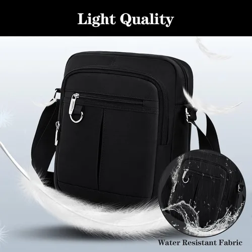 Vista 6 de Ogetok Bolso cruzado pequeño para hombres y mujeres, bolso bandolera pequeño para hombre, bolso lateral, pasaporte de viaje para teléfono (negro)