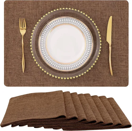 Vista 32 de homing - Juego de 4 manteles individuales de algodón y lino, manteles de tela lavables para mesa de comedor de estilo rústico para interiores y Negro