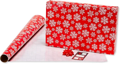 Vista 3 de American Greetings - Papel de regalo navideño, juego de envoltura de regalo de cuadros de búfalo rojo y negro