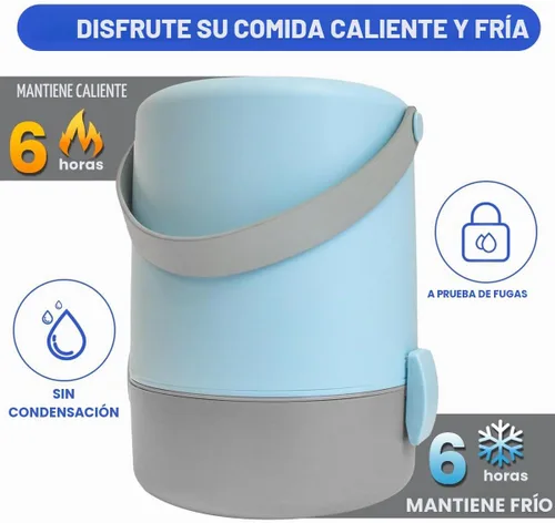 Vista 4 de Contenedor de sopa aislado de 60.87 onzas, contenedor térmico para comida caliente, contiene 3 niveles de acero inoxidable a prueba de fugas