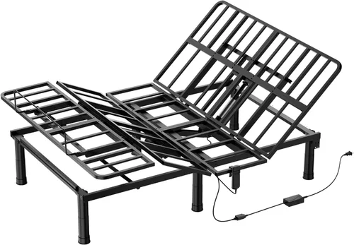 Vista 11 de SunsGrove Marco de cama ajustable individual XL, control remoto con cable, inclinación independiente de cabeza y pie, base de marco de cama