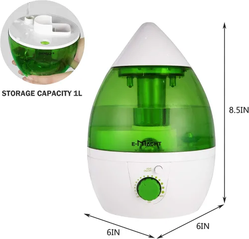 Vista 7 de TRY & DO Humidificador de plantas pequeñas para interiores hasta 12 horas Humidificador de aire 1L con luz nocturna opcional humidificadores