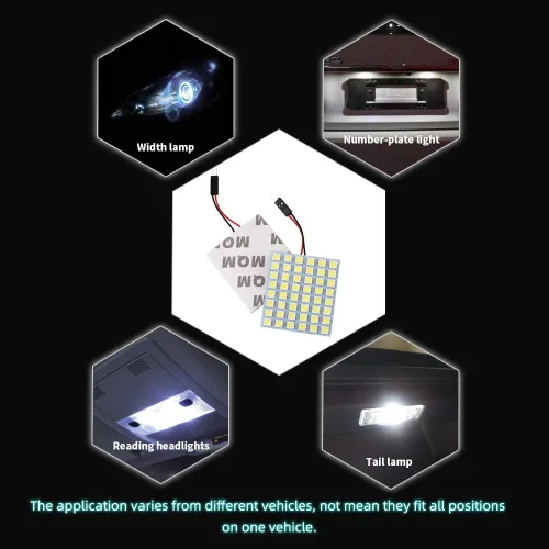 Vista 7 de GLL Super Blanco Ahorro de Energía 5050 48-SMD Panel LED Luz de Domo Auto Auto Auto Placa de Lectura Interior Techo Lámpara con Cable Interior T10