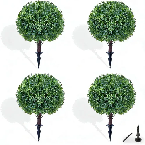 Vista 9 de Paquete de 4 árboles topiarios artificiales de lavanda de 24 pulgadas