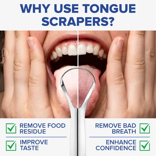 Vista 6 de Tuthi Probióticos orales y raspador de lengua - Tratamiento para el mal aliento para adultos - Probióticos dentales para dientes y encías - Apoya