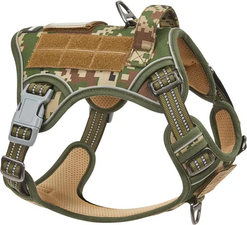 Vista 15 de BUMBIN Arnés táctico para perros pequeños sin tirones, famoso arnés de TIK TOK sin tirones para cachorros, arnés reflectante inteligente para Negro