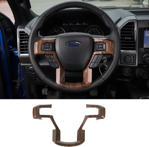 Vista 16 de Linskip Moldura para volante compatible con Ford F150 2015-2020 y F250 F350 Super Duty 2017-2022, para Ford Expedition 2018-2021, funda para Negro