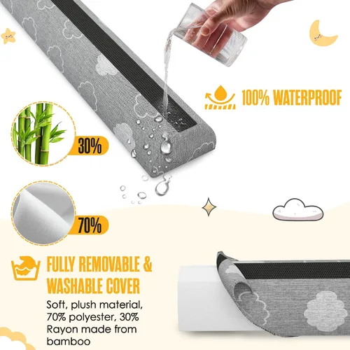 Vista 7 de Sleepah Protectores de cama para niños pequeños, protectores de riel de espuma viscoelástica, impermeables, lavables, de doble cara, antideslizante