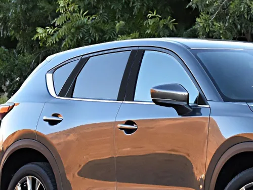 Vista 11 de Rvinyl Moldura de ventana de poste de pilar compatible con Mazda CX-5 2017-2023 - aluminio (negro cepillado)