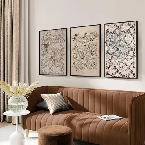 Vista 6 de Tanmart Arte de pared botánico vintage, lienzo floral antiguo, arte de pared, impresiones de flores neutrales, póster vintage de granja, pintura