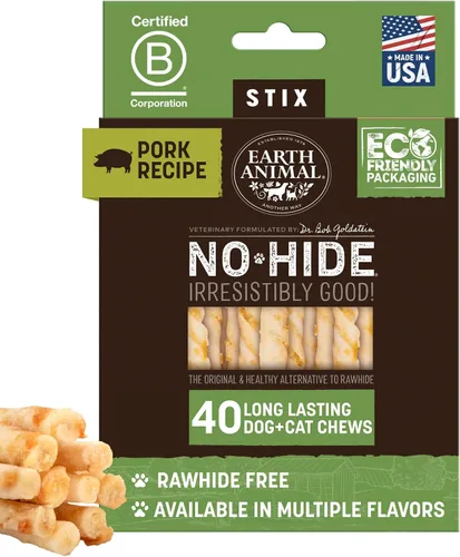 Vista 13 de Earth Animal No Hide Stix - Palitos masticables sin cuero de larga duración para perros pequeños, sabor a carne de res - Paquete de valor de 20