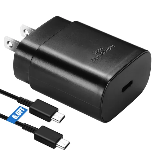 Vista 27 de Kit de cargador súper rápido tipo C, bloque de cargador de teléfono Android PD de 25 W PD USB C y cable de carga C de 5 pies, cable de carga rápida