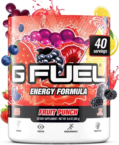 Vista 6 de G Fuel Blue Ice - Bebida energética en polvo, mezcla de cafeína preentrenamiento para juegos, amino de enfoque sin azúcar, vitamina + antioxidantes