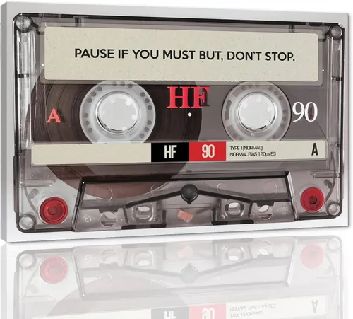 Vista 87 de Pause If You Must but Don't Stop Positive Quotes Posters and Prints - Lienzo inspirador, arte de pared, cinta retro para amantes de la música