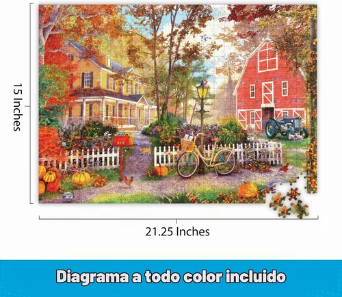 Vista 3 de Buffalo Games Autumn Farmhouse, rompecabezas de 500 piezas para adultos