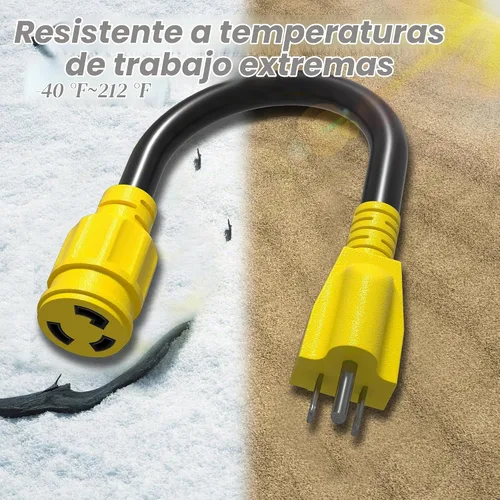 Vista 5 de PlugSaf Cable adaptador de generador RV de 3 clavijas de 15 amperios a 30 amperios, enchufe macho NEMA 5-15 a enchufe hembra NEMA L5-30, cable