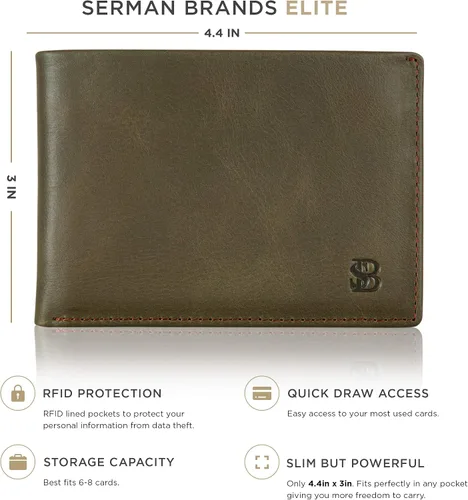 Vista 2 de SERMAN BRANDS Billetera delgada y plegable para hombre con bloqueo RFID minimalista de bolsillo frontal para hombre delgada y elegante