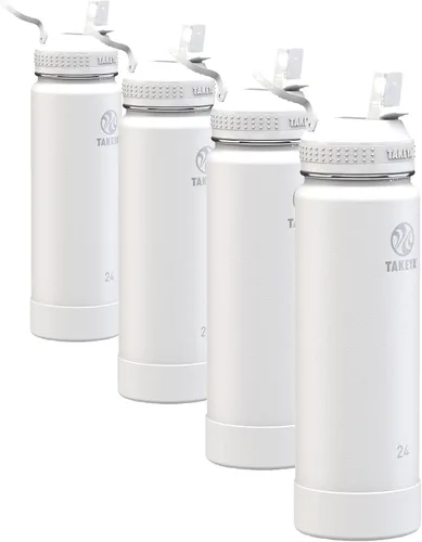 Vista 30 de Takeya Actives - Botella de agua con tapa con popote, duradera y de fácil cuidado, con aislamiento de acero inoxidable, tapa sin BPA con asa