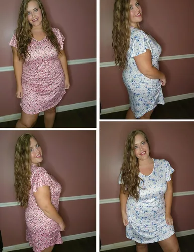Vista 5 de Ekouaer - Pack de 2 camisones de manga corta para mujer, cómodos y suaves, pijama estilo vestido para dormir