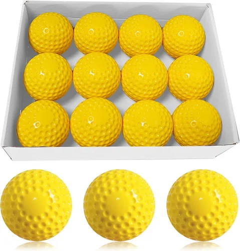 Vista 7 de Pelotas de béisbol 12 unidades de pelotas de béisbol con hoyuelos, máquina de lanzar pelotas de béisbol de 9 pulgadas para coordinación mano-ojo