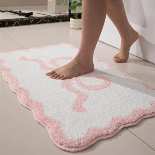 Vista 19 de Tapete de baño festoneado negro de 26 x 18 pulgadas, tapetes de baño suaves y absorbentes, lavables a máquina, de microfibra, para bañeras, lavabos