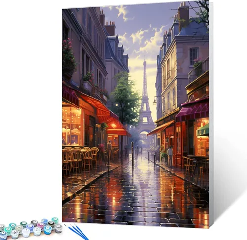 Vista 21 de Tucocoo Bumbers - Pintura de paisaje de puerta para adultos, paisaje de lago, pintura por números, pintura acrílica, lienzo junto al lago, plantas