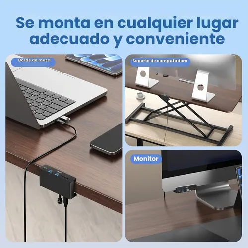 Vista 4 de EJAY Abrazadera USB Hub 5-en-1 USB C Hub 59" Cable para iMac y PC