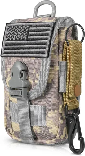 Vista 9 de SOWHUP Bolsa Táctica Molle Pequeña con Funda para Celular, Organizador de Gadgets EDC para Cintura