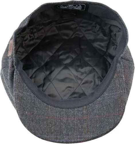 Vista 4 de Mens 8 Panel Razor Baker Boy Sombrero Lana Tweed Blinders Newsboy Gorra plana Azul Check Charcoal
