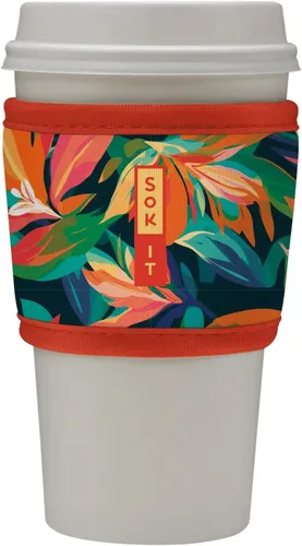 Vista 184 de Sok It HotSok Coffee & Tea - Funda de neopreno con aislamiento reutilizable (floral abstracto)