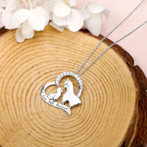 Vista 4 de Collares de animales para mujeres y niñas, plata de ley, rana, mariquita, estrella, camello, jirafa, gato, champiñón, joyería de Navidad, regalos