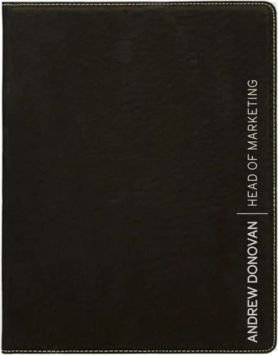 Vista 13 de Customized Leatherette Notepad Portfolio. Personalized Engraved Padfolio. Engraved Simple Notepad (Black & Gold)
