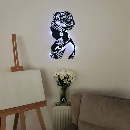 Vista 4 de Arte de pared de metal africano, decoración de pared de metal para mujeres africanas, arte de pared de metal para mujeres negras, decoración de sala