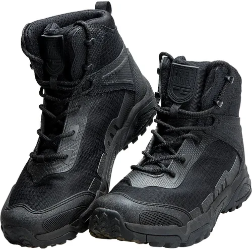 Vista 15 de FREE SOLDIER Botas tácticas impermeables para hombre, botas de trabajo ligeras y cómodas, botas de combate para senderismo