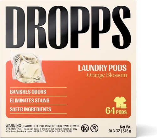 Vista 22 de Dropps Cápsulas de detergente para ropa a base de biológicas Odor & Stain Crisp Breeze HE compatibles con ropa fresca, suministros de jabón